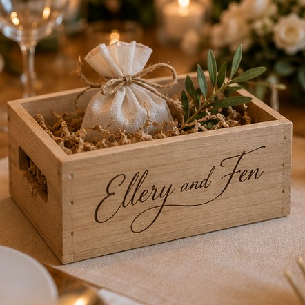 Customized wooden crates for weddings and events
