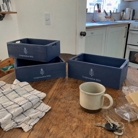 Wooden crates with logo — customer photo